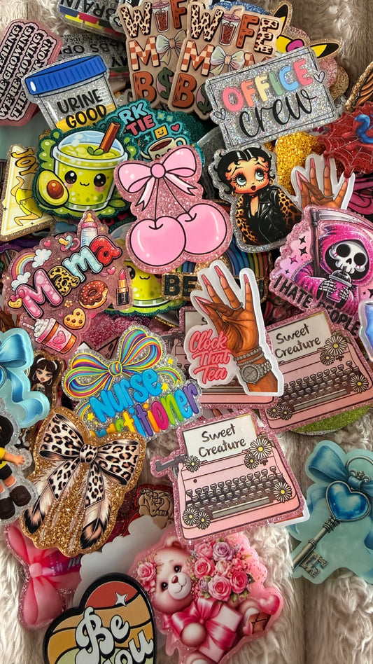 Medical Nurse Pharmacy Mystery Acrylic Flatback Bundle for Badge Reel, Magnet, Junk Cases