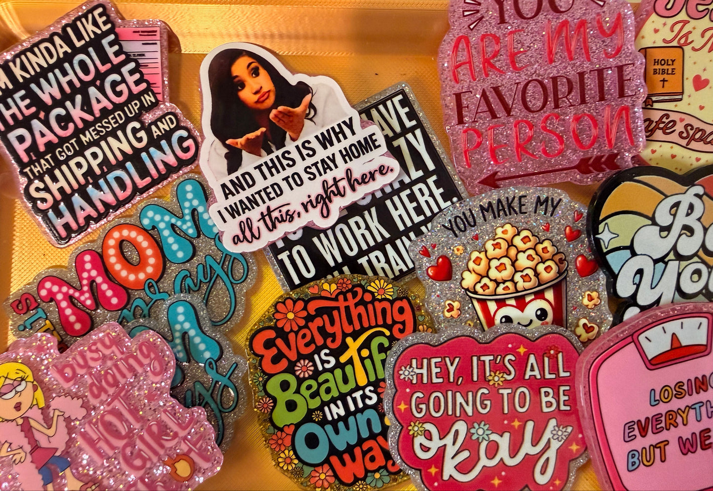 Mystery Acrylic Flatback Bundle for Badge Reel, Magnet, Junk Cases